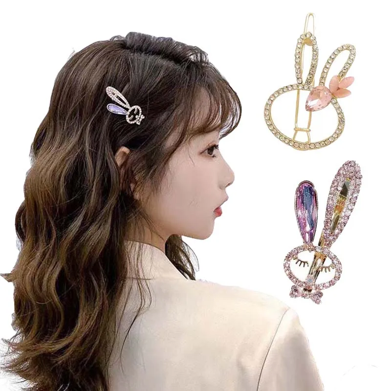 

Rabbit Pearl Hair Clips for Women Fashion Rhinestones Barrettes Girls Sweet Hairpins Hair Accessories Pinzas Para El Cabello