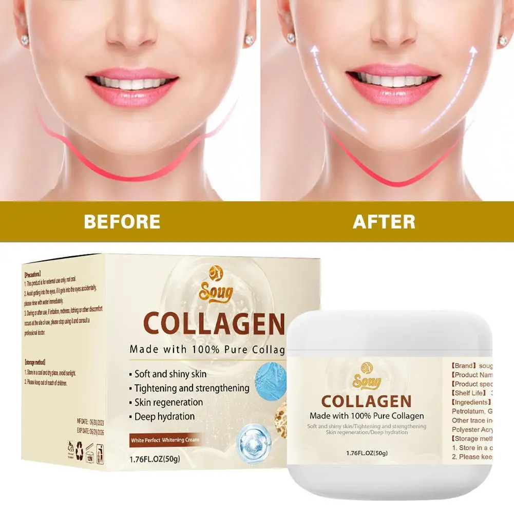 

50/100g Soug Collagen Face Cream Fade Fine Line Anti-aging Lifting Firming Tighten Facial Skin Care Moisturizing Whitening Cream