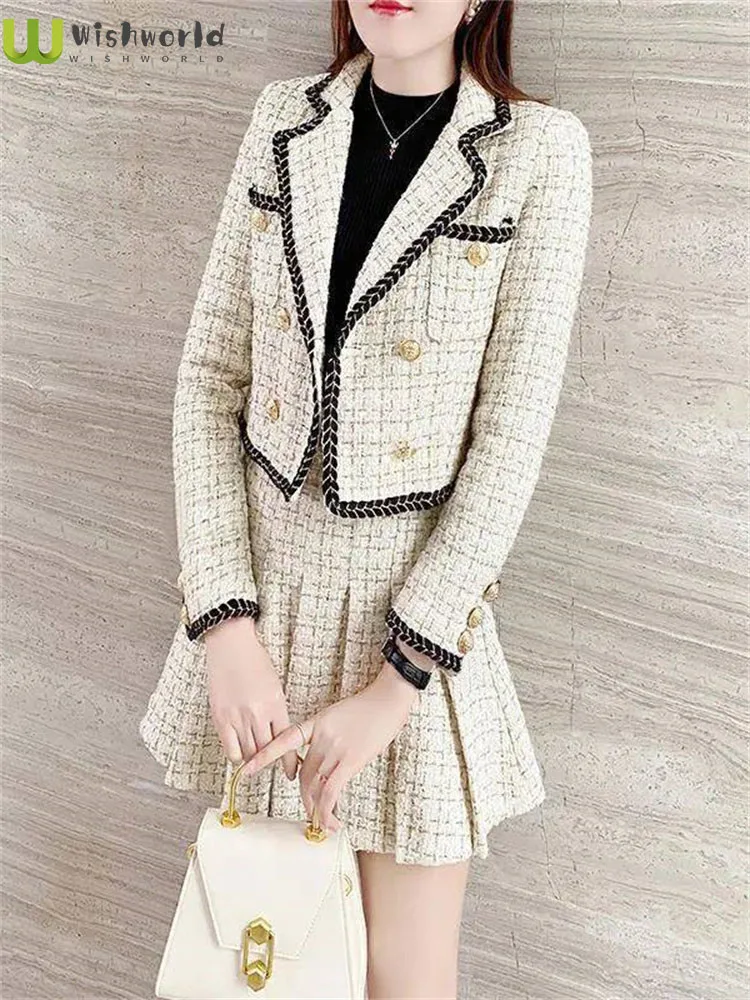 Suit Skirt Suit Small Air Fragrance Suit Female Temperament of the Spring and Autumn Period and the Han Edition Vogue of Pleated vogue the covers