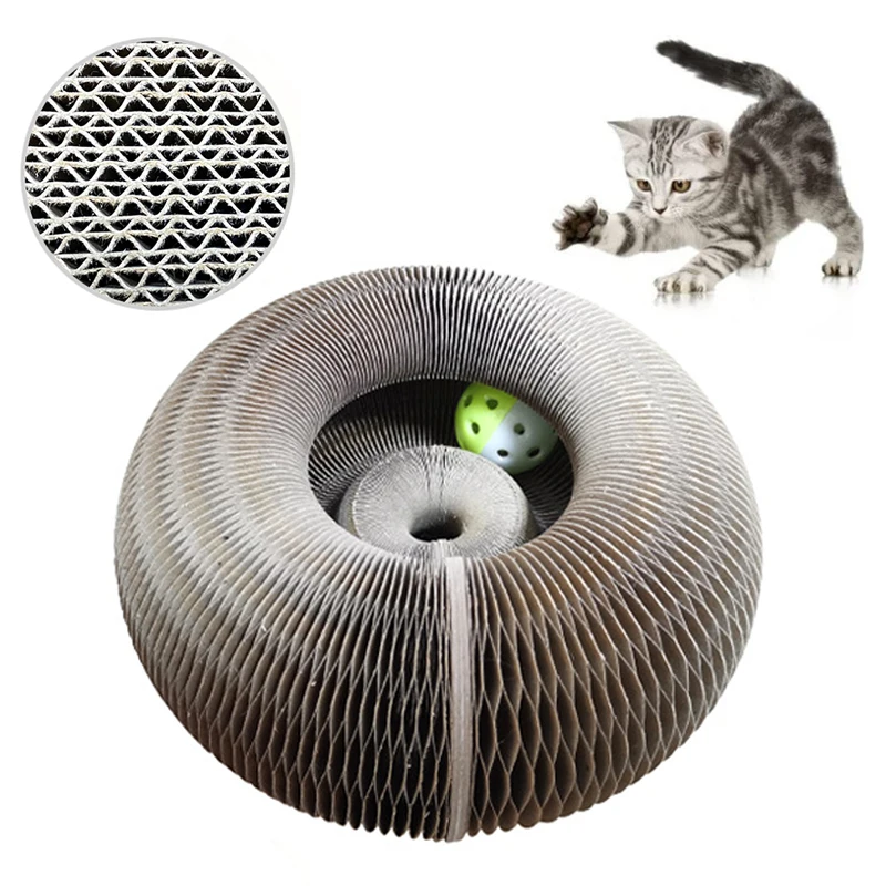 

Magic Organ Cat Scratch Board Cat Toy with Bell Cat Grinding Claw Cat Climbing Frame Round Corrugated Cat Litter Cat Scratch Toy