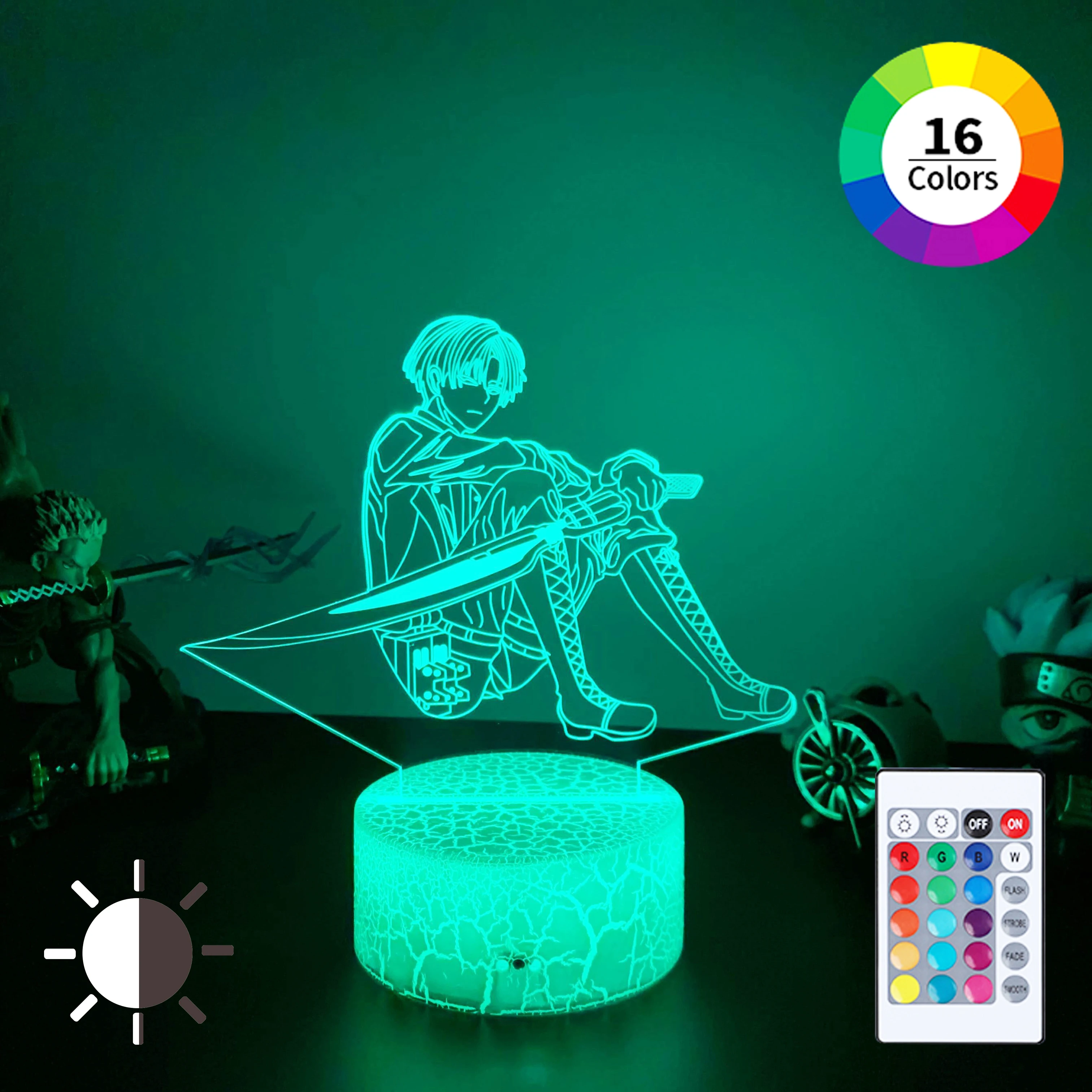 

Разноцветная манга-Атака на титанов, разные режимы, 3D искусственная манга, украшение для детской спальни с дистанционным управлением