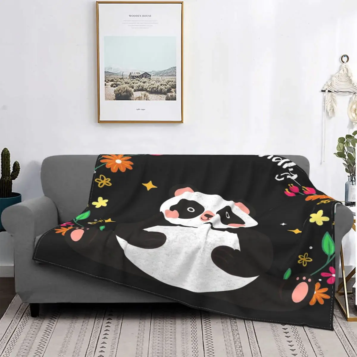 

Manta de lana a cuadros de Panda, ropa de cama y fundas, 1 manta