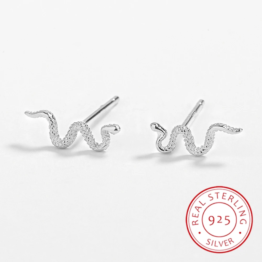 

New Fashion Snake Shape Full Diamond Ladies Stud Earrings S925 Original Genuine Sterling Silver Valentine's Day Jewelry Gift