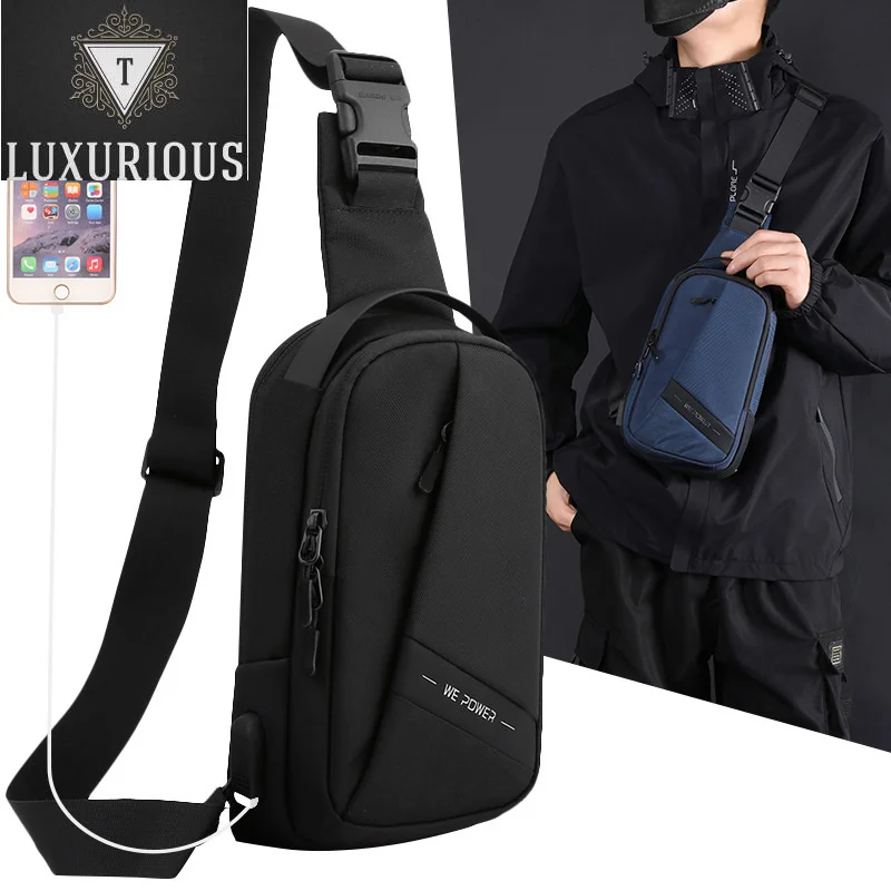

High Quality Oxford Men Chest Packs 2023 New Solid Color Business Crossbody Bags Male Casual Travel Shopping Unisex Shoulder Bag