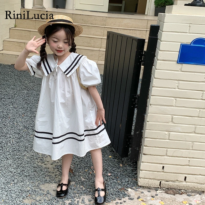 

RiniLucia 2023 New Dresses Summer for Girls Short Sleeve Girl Dress Loose Kids Girls Dress Children Vestidos Clothing for Girl
