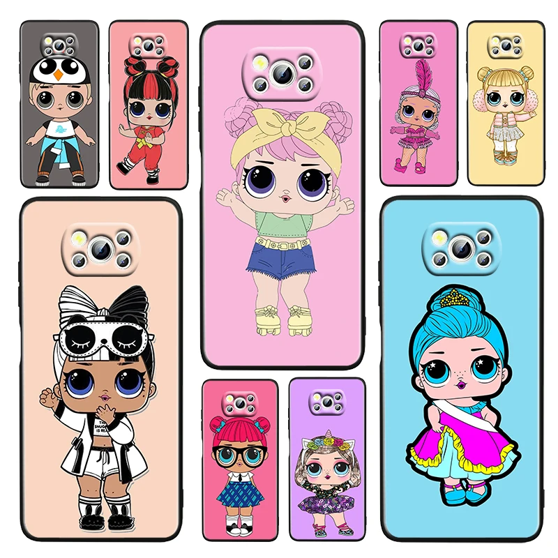 

Cartoon LOL Surprise Girl For Xiaomi Poco M4 X3 F3 GT NFC M3 C3 M2 F2 F1 X2 Pro Mi Play Civi Soft Silicone Black Phone Case Capa