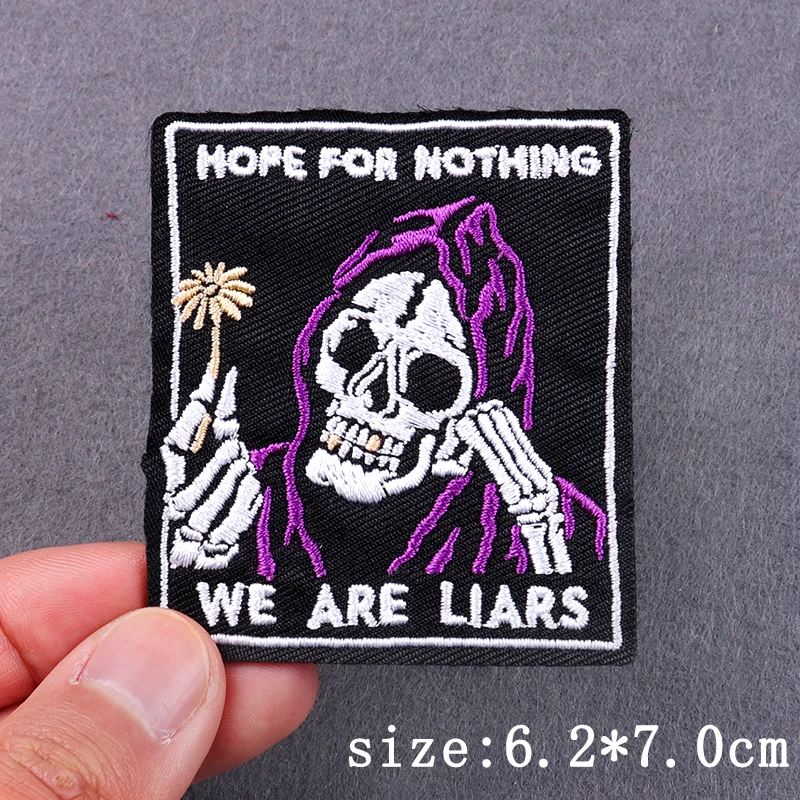 Патчи с черепом в стиле панк наклейки для одежды вышивкой квадратной формы