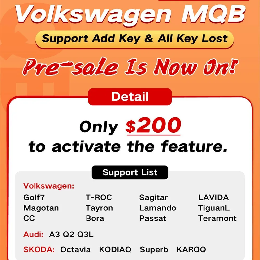 

Xhorse для VAG MQB добавить ключ и все ключи лицензия на потерю для VVDI Key Tool Plus, VVDI2 + VVDI Prog