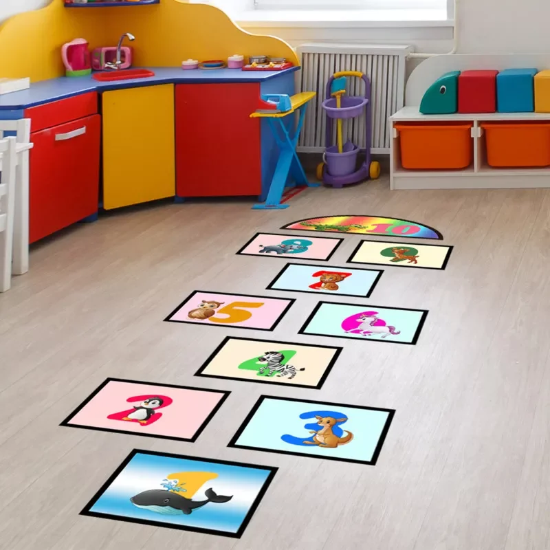 

Digital Grid Children's Game Floor Sticker Wallpaper Door Sticker Self-Adhesive Wall Stickers For Kids Room Home Decor