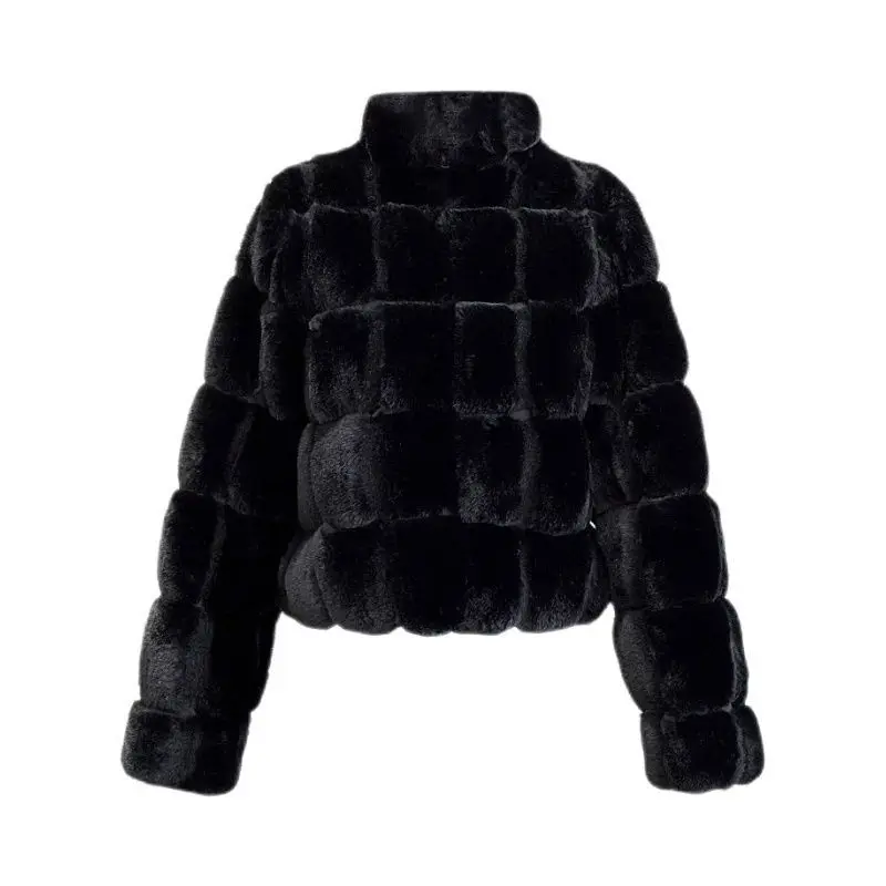Parkas Women's Outdoors Coats Jackets 2022 Winter Faux Fur Rabbit Zipper Splicing Thickening Warm Cardigan Casual Jacket Woman
