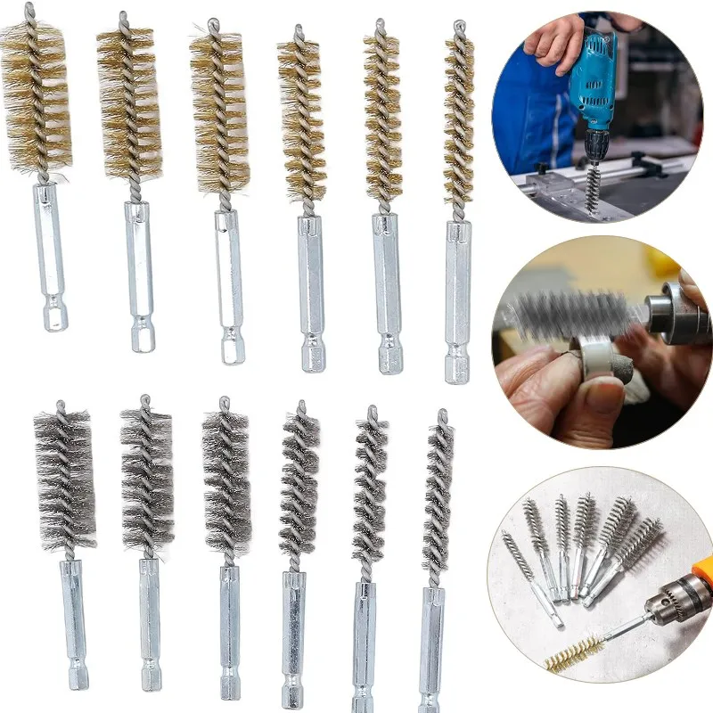 

1 шт. стальная проволочная щетка, скрученная проволока, щетка из нержавеющей стали для чистки, 1/4 дюйма, шестигранный хвостовик дрели для ударного электродрели