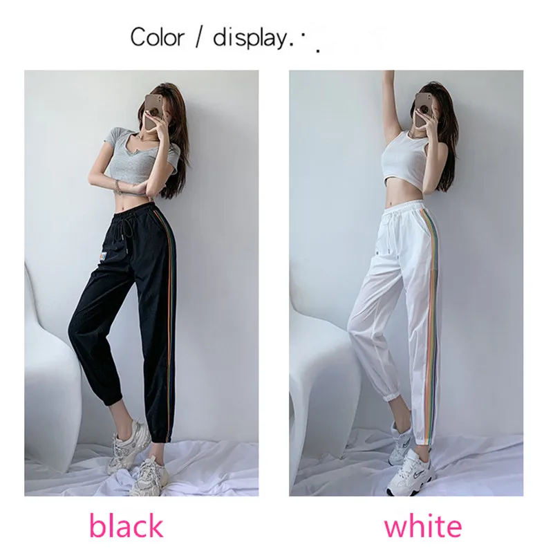 

In the summer of 2022, Yang Mi's same Leggings rainbow quick drying pants striped sweatpants legged thin Harlan pants