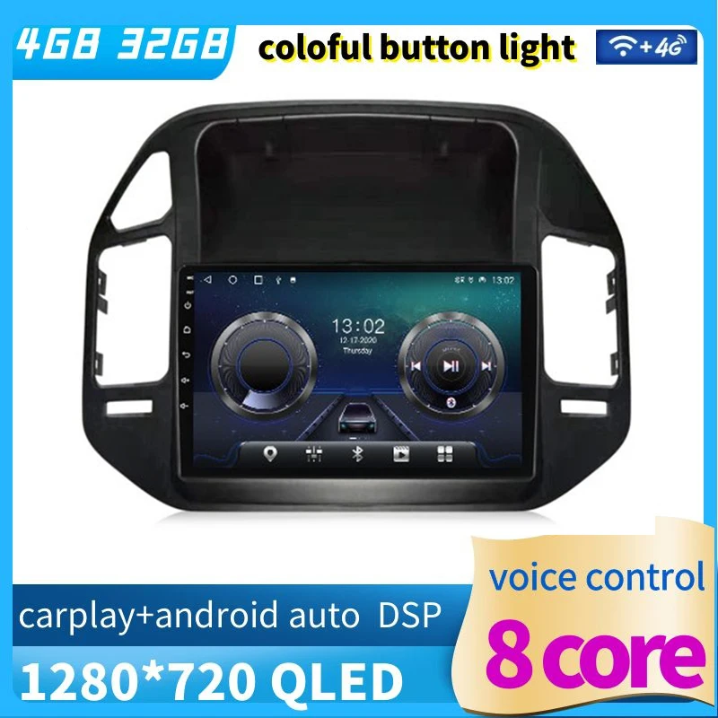 

9 "Восьмиядерный 1280*720 QLED экран Android 12 Автомобильный GPS Видео плеер навигация для Mitsubishi Pajero V73 V77 V68 V75 1997-2011