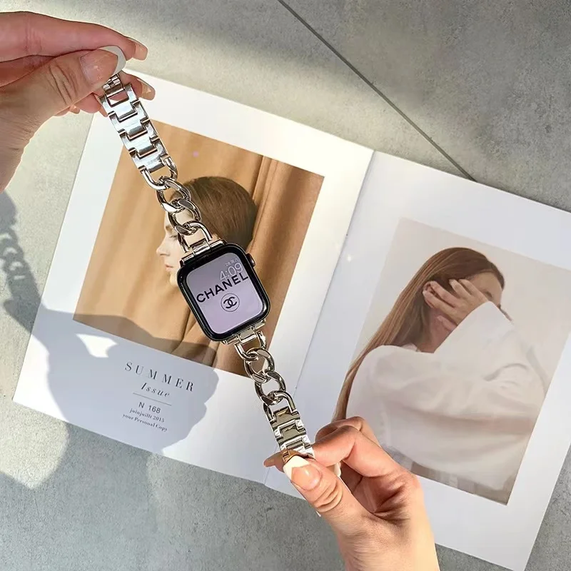 Роскошный тонкий металлический браслет-петля для IWatch SE 44 40 мм браслет из