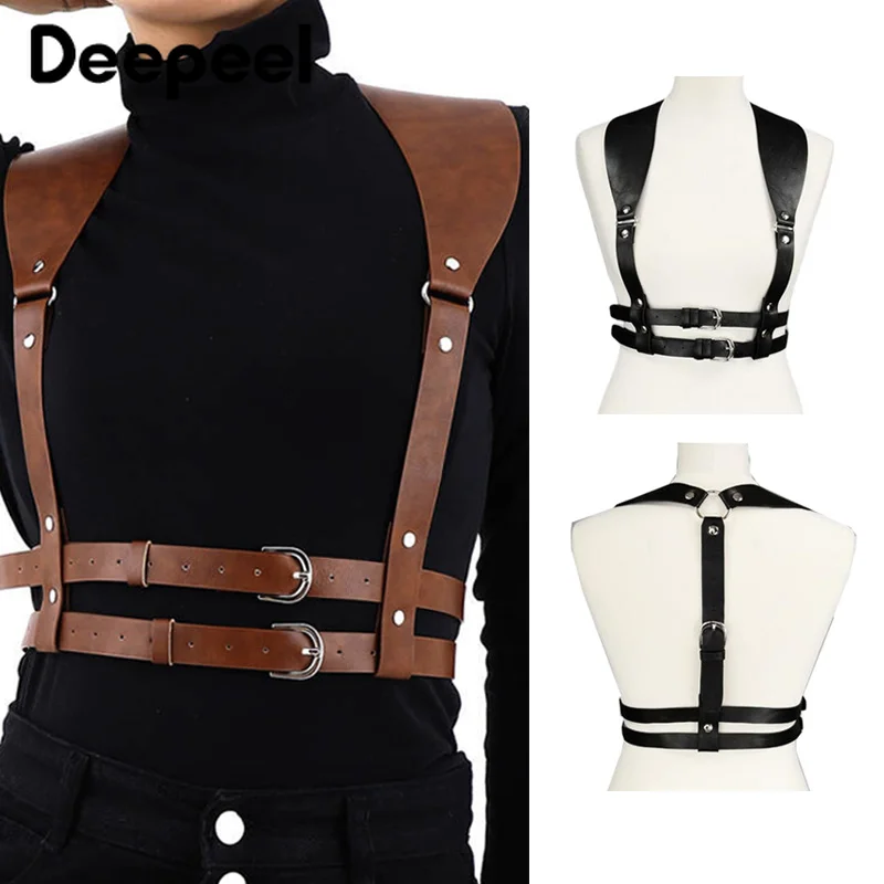 1Pc Deepeel Mens Suspenders Punk Goth Retro PU Leather Suspender Male Jockstrap Men's Wide Braces Fashion Apparel Accessories