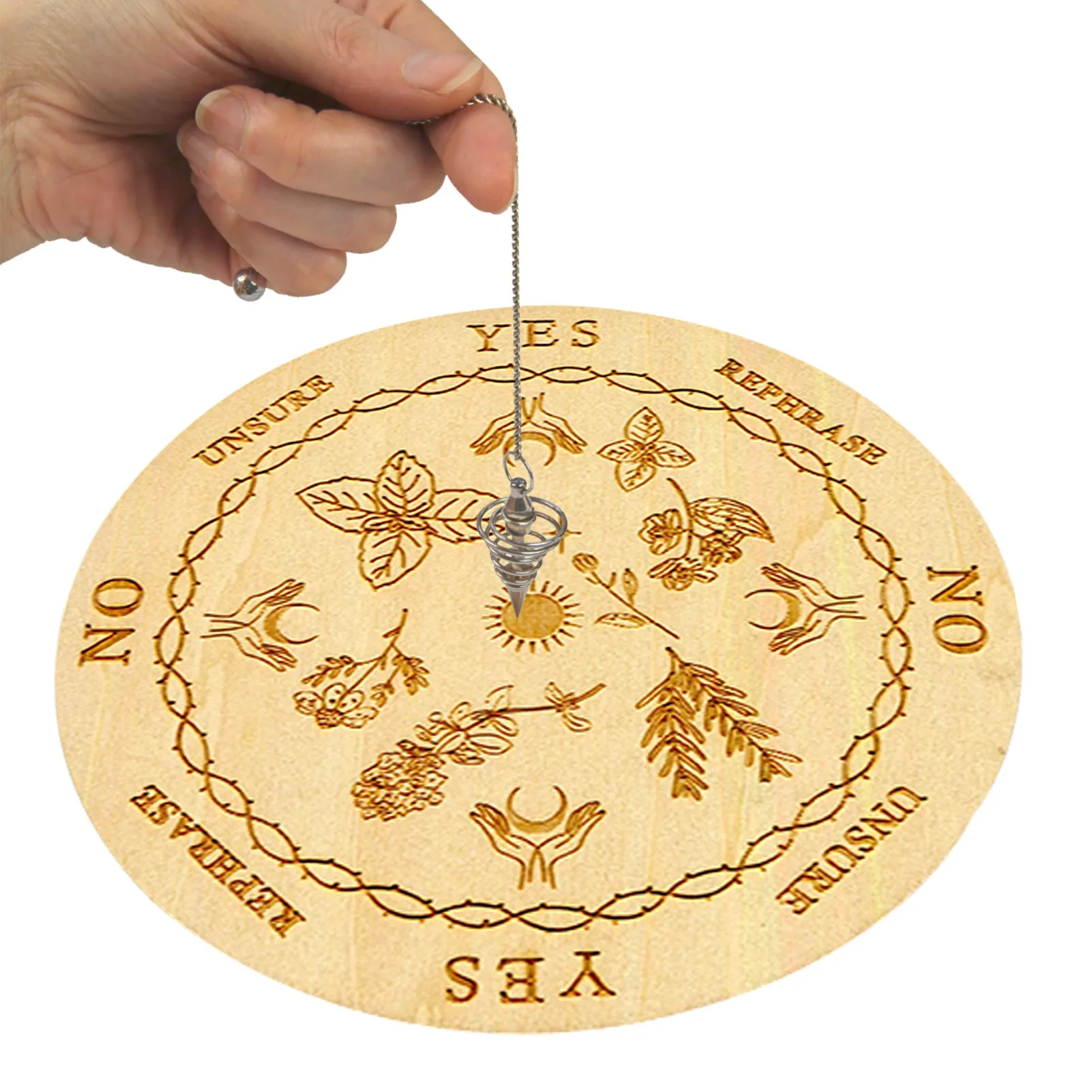 

Wooden Pendulum Board Wood Divination Metaphysical Message Carven Pendulum Board Set Wiccan Altar Witchcraft Supplies Kit