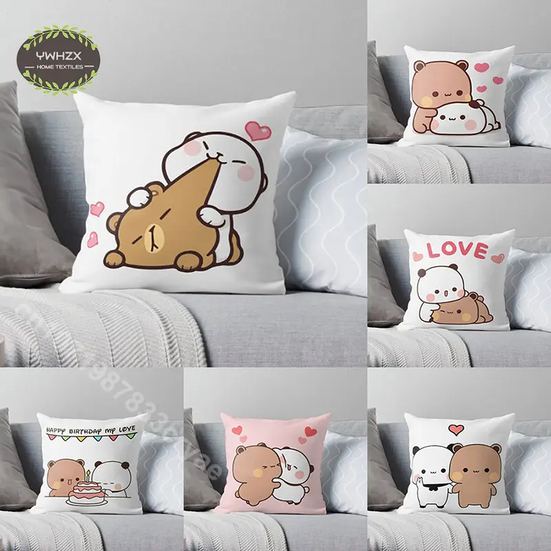 

Panda Bear Hug Bubu Duda Pillow Case Bedroom Lovers Pillows Decoration Cute Peach Skin Pillowcase Sofa Bed Home Cushion Cover