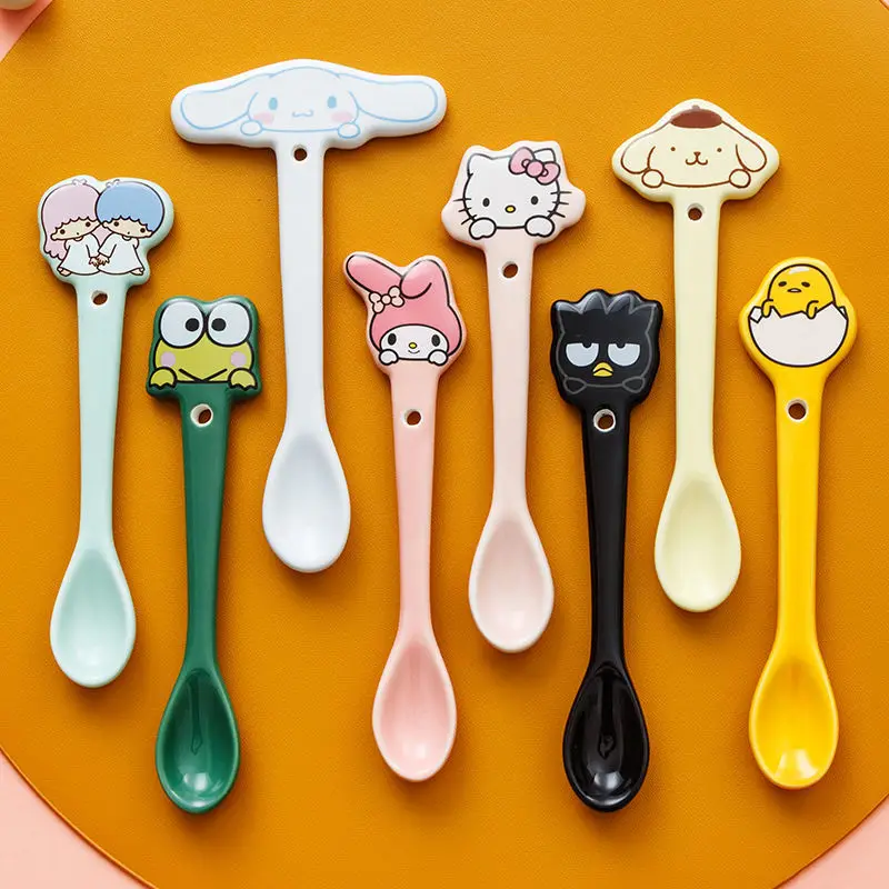

Sanrio Cartoon Cute Ceramic Spoon Coffee Stirring Spoon Hello Kitty Mymelody Tea Spoons Coffee Spoon Dessert Cake Fruit Spoons