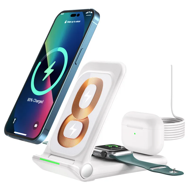 Kup Bezprzewodowa Stacja ładująca 3 W 1 Szybka Bezprzewodowa Stacja ładująca Do Samsung Xiaomi Mi Huawei IPhone Do Zegarka Apple Samsung