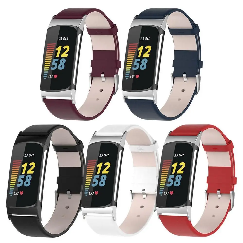 

Soft Band Bracelet Smart Leather Wristband Strap Replacement For Fitbit Charge 5