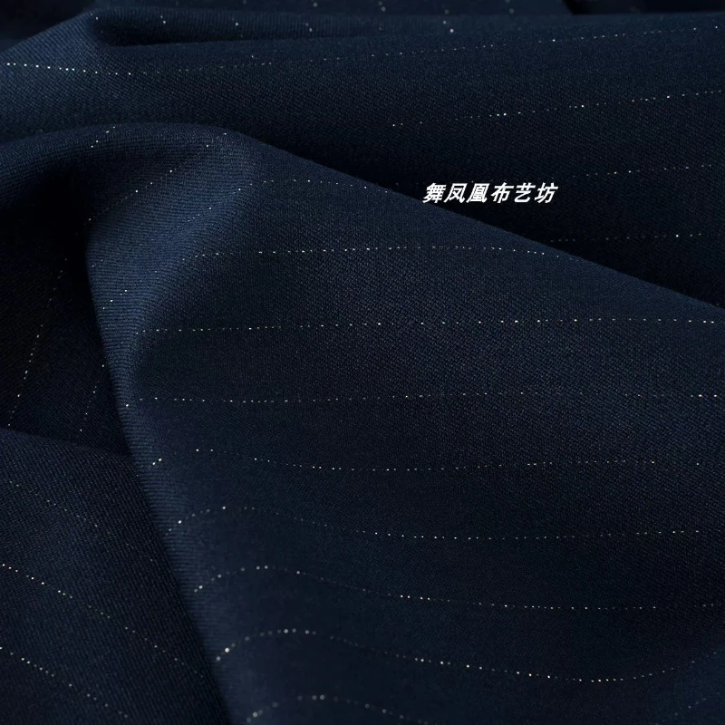 Фото Ткань для костюмов Navy Heavyweight Lurex с черными полосами, классическая, для весенне-летних курток, жилетов, брюк, юбок, аксессуары для шитья своими руками №3