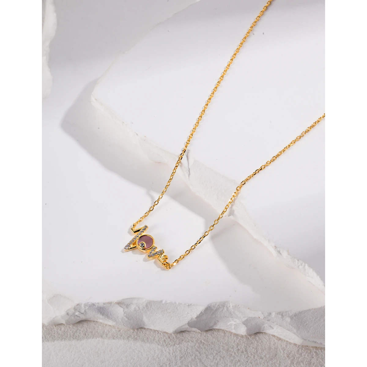 Ожерелье Любовь из чистого серебра 925 пробы золото 18 карат длина около 40 см + 3