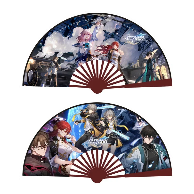 

33 см Genshin Impact Honkai: Star Rail новый фирменный Шелковый тканевый складной веер бамбуковый веер модель для косплея настольная игрушка в подарок другу