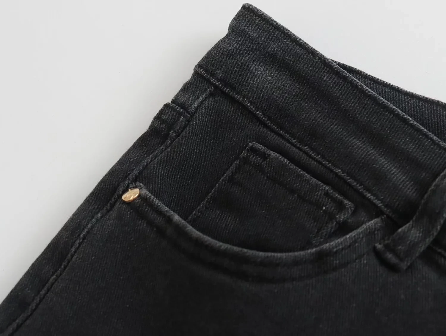 Jenny&Dave England Style High Street Retro Gold Buttons Skinny Single Breasted High Waist Flare Jean Women