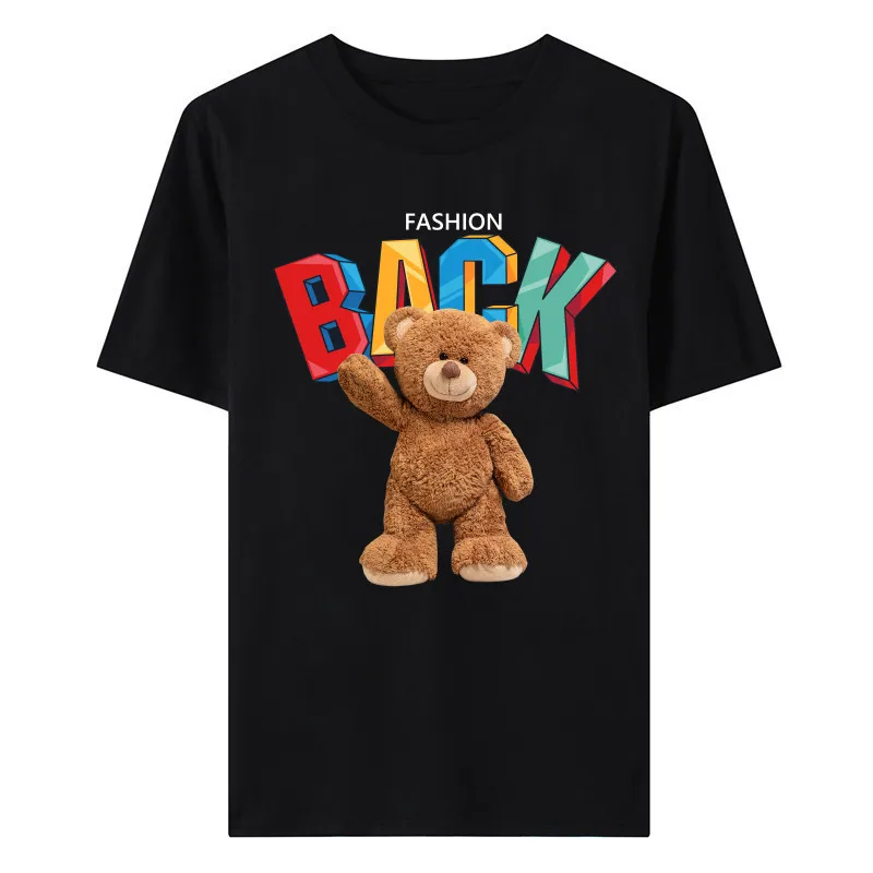 

Summer trend fashion simple women's cotton casual all-match bear print T-shirt