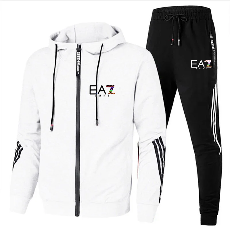 

2022 Autumn Winter New Brand Print Tracksuit Men 2 Piece Set Hoodie+Pants Casual Sportswear Gym Fitness Jogging Men's Clothing