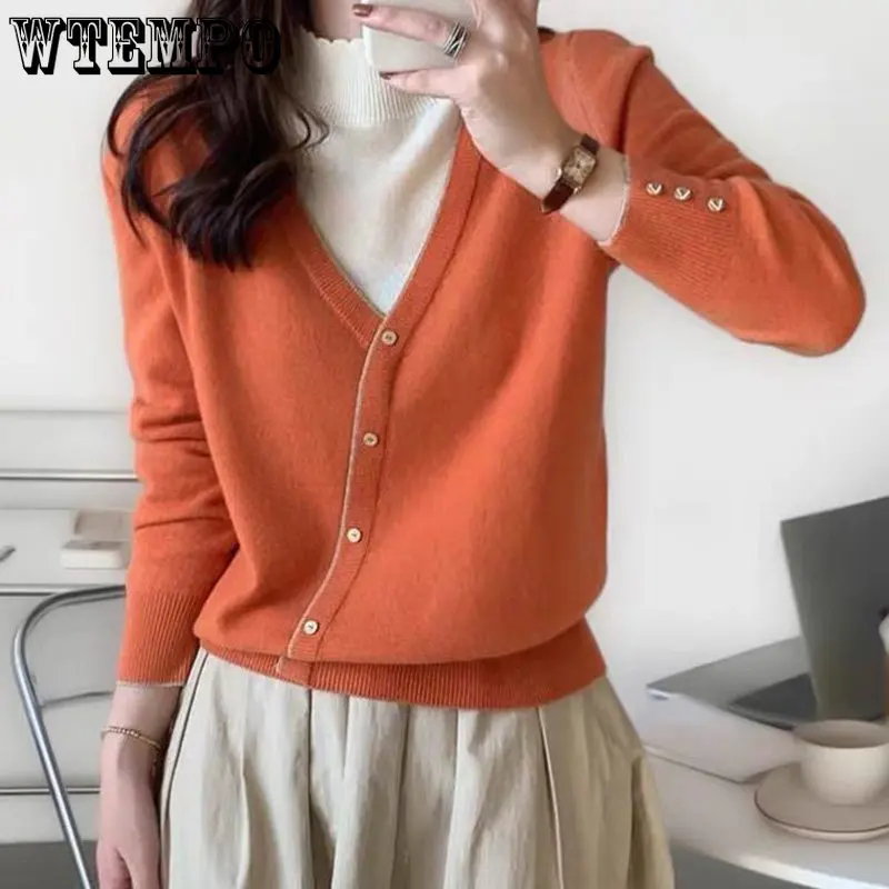 

Spliced Fake Two Pieces Knitted Sweater Ruffles Asymmetrical Sweater Women's Clothing Autumn Loose All-match Casual Pullovers