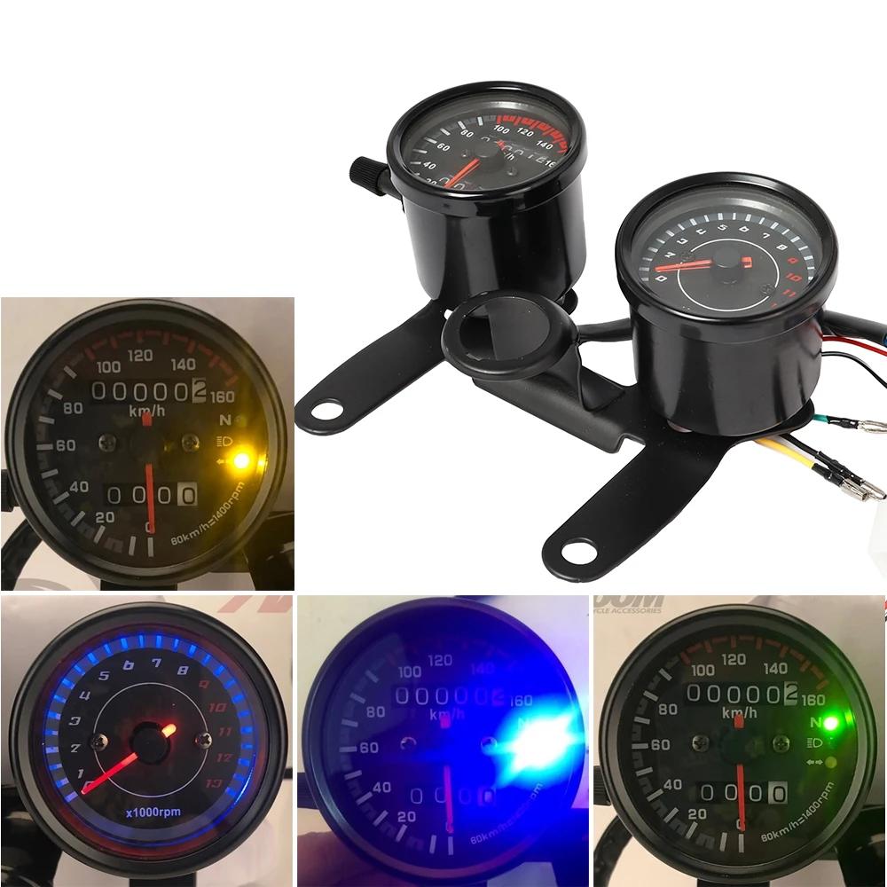 

12V Motorcycle Speedometer Tachometer Dual Gauge Kit Fit for All Tradition Motorcycle Motorcycle Equipment Accessories