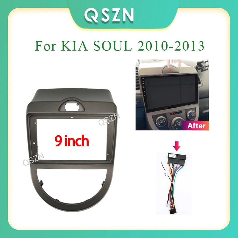 

9 Inch Car radio Frame Fascia For KIA SOUL 2010-2013 Power cable Panel Fitting Dashboard Mount Kit 2 Din DVD Trim