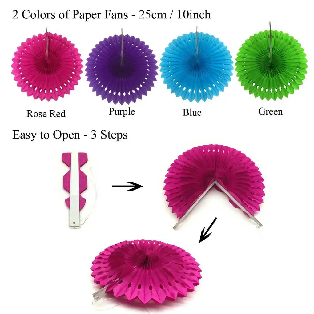 

21PCS Set Paper Fans Decoration Party Wedding Hanging Banner Art Ornament Garland Bunting Room Indoor Prop Colorful