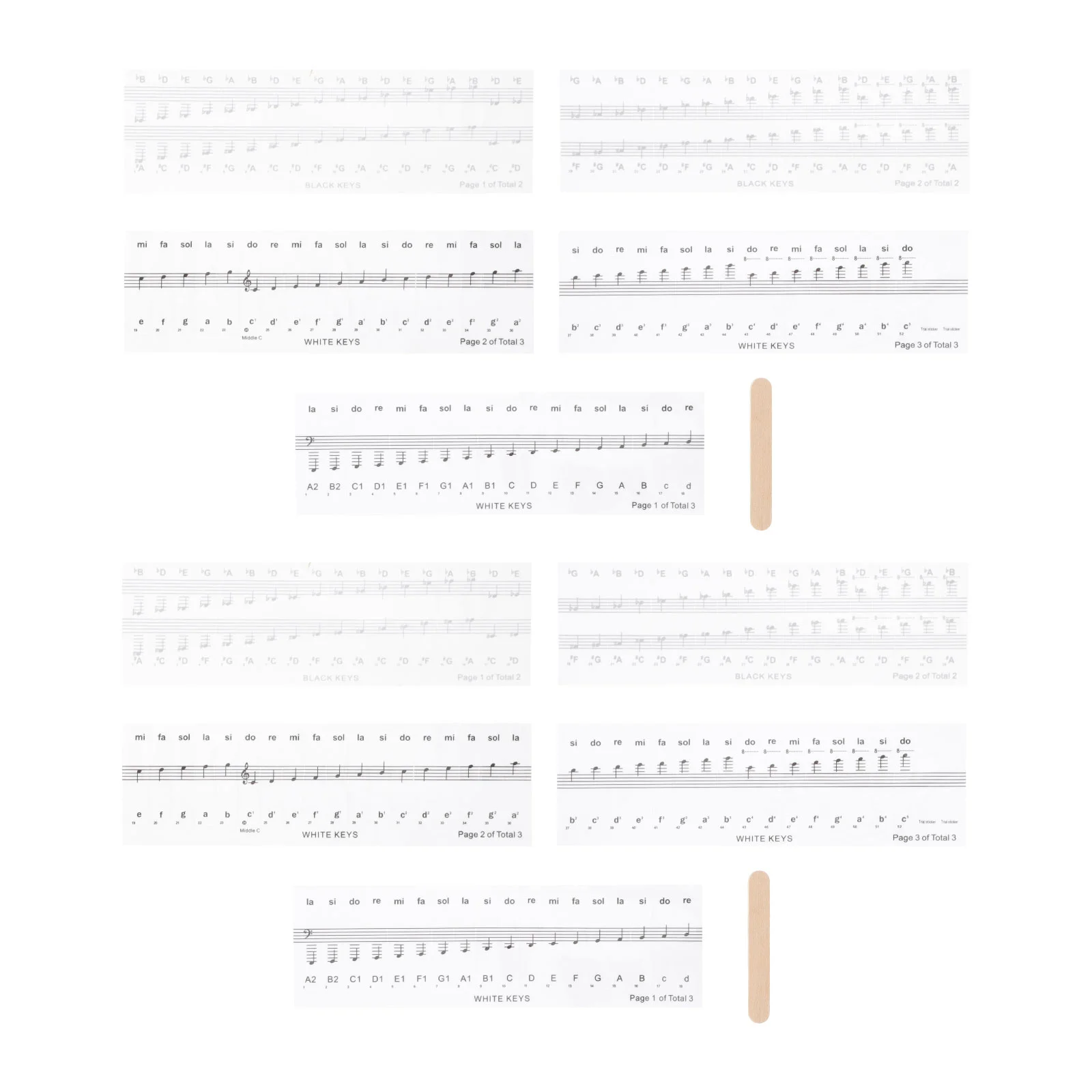 

2 Sets Beginner Piano Introductory Sticker Adhesive Piano Keyboard Sticker
