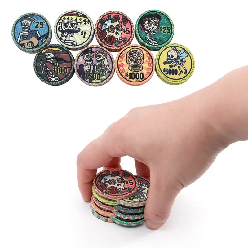 personalized custom ceramic poker chips dia de muertos 10g 39mm make high quality multi size are available from manufacutres