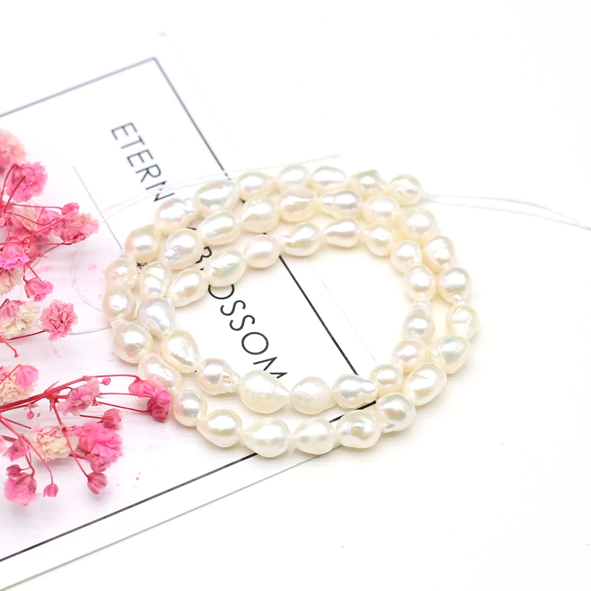 

Natural Freshwater White Baroque Pearl Irregular Round Beaded For Jewelry Making DIY Bracelet Necklace Earring Accessories Gift