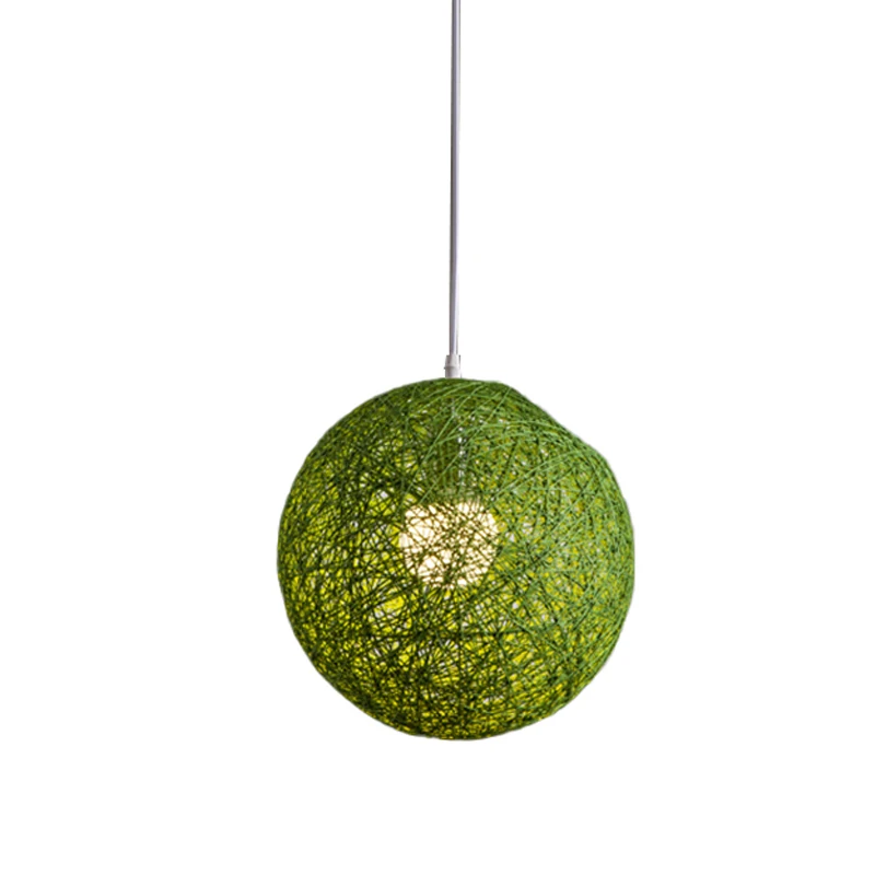 

Bamboo, Rattan And Hemp Ball Chandelier Individual Creativity Spherical Rattan Nest Lampshade