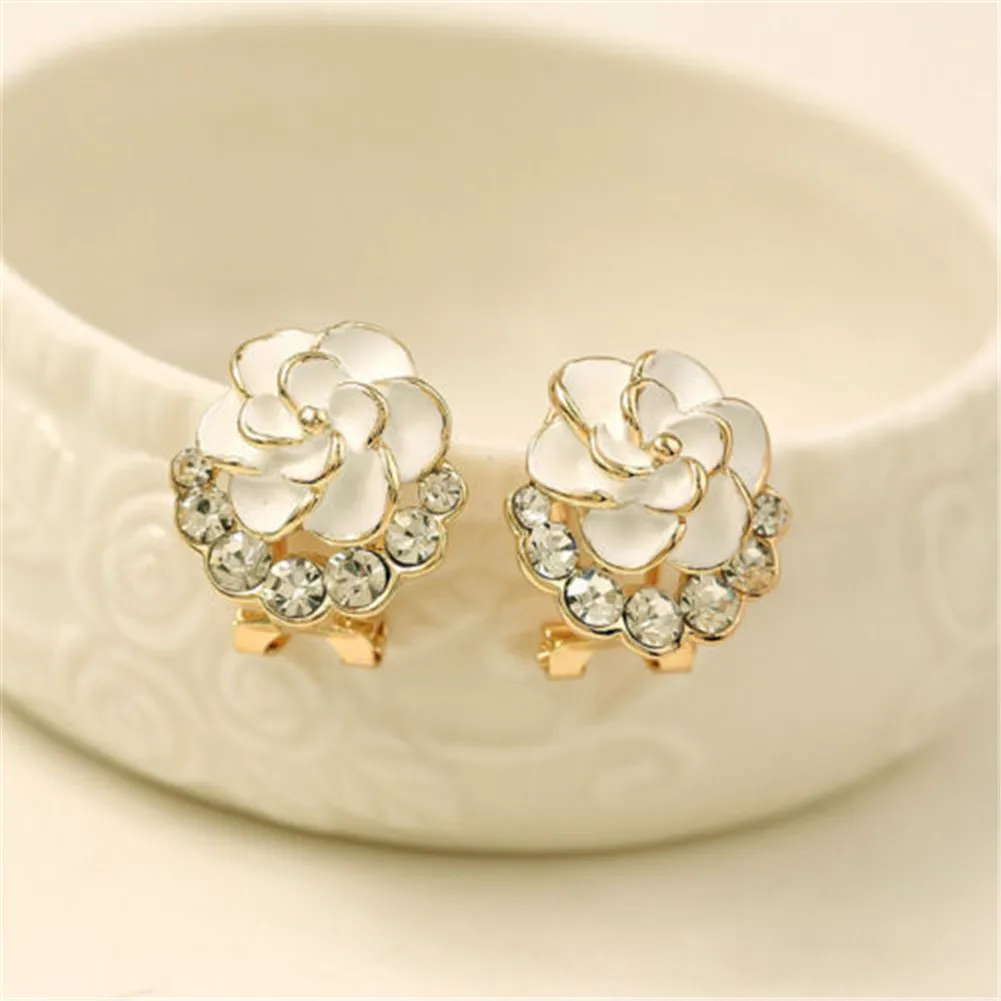 

Women's Rose Crystal Fashion Eardrop Sweet Small Fresh Elegant Flower Earrings Jewelry Korean Style Exquisite Flower Earrings