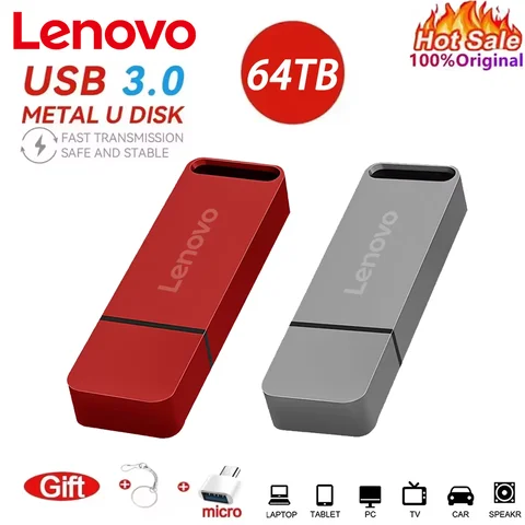 Lenovo 64TB USB 3.0 Pen Drive 16TB 4TB High Speed Transfer Metal Pendrive Cle Portable U Disk Flash Drive Memoria USB Stick