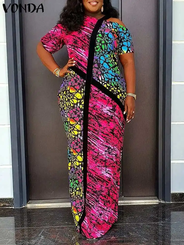 Женское платье с открытыми плечами VONDA летний сарафан богемным принтом