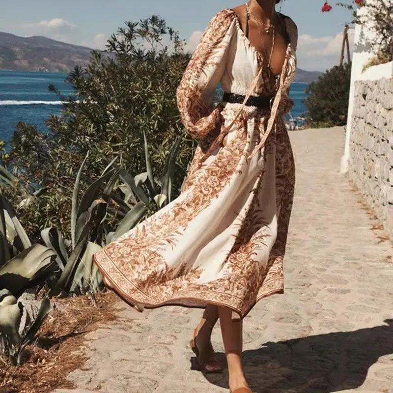 

New Women's Slim Fashion Printed Midi Dress