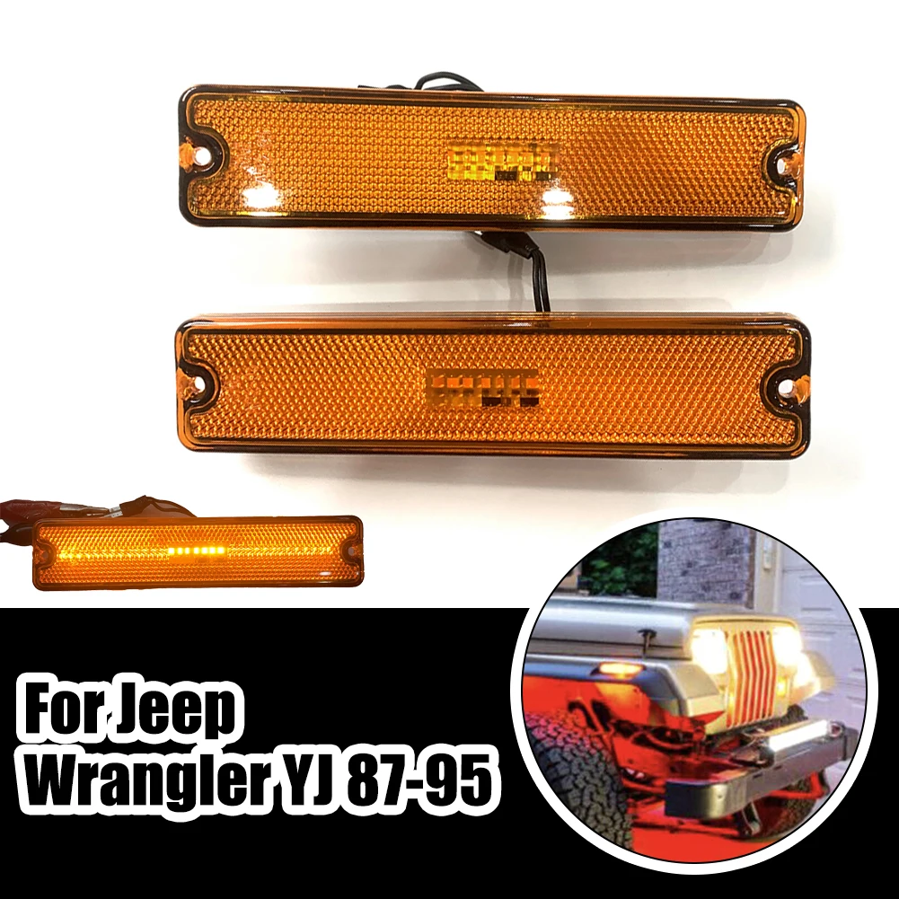 

For Jeep Wrangler YJ 87-95 Smoked Amber Lens LED Front Bumper Side Marker Lights Accessories High Quality LED Side Marker Lights