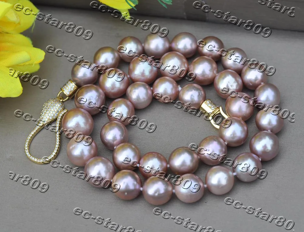 

MCT·STAR Z11403 A+ 18"~32" 13mm Round Lavender Edison Keshi Pearl Necklace CZ