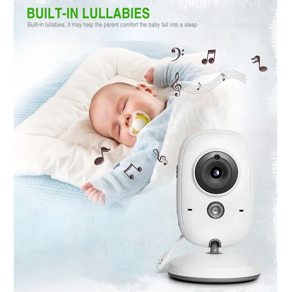 Baby Monitor IR Night Vision Temperature Monitor Lullabies VB602 Intercom VOX Mode Video Baby Camera Walkie Talkie Baby sitter