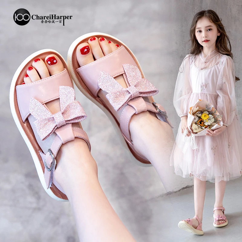 Girls' sandals 2023 summer new little girls' shoes for children Big kids princess western style shoes with soft soles non-slip