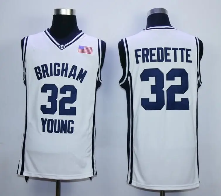 

white navy bule #32 Jimmer Fredette Brigham Young Basketball Jersey Embroidery Stitches Top Quality Stitched embroidery