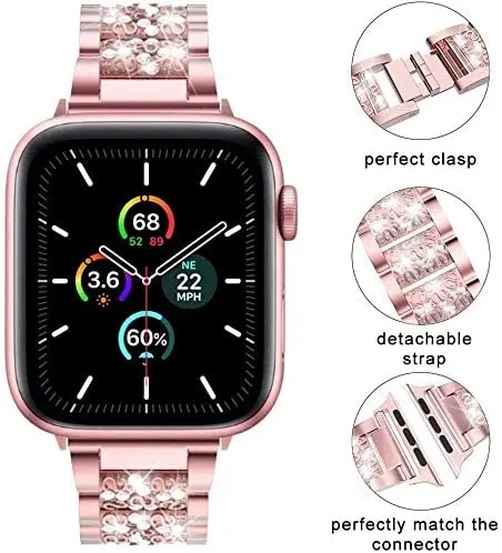 

Алмазный ремешок и чехол для Apple Watch Band 49 мм 41/45/42/38 мм 40 мм 44 мм, браслет из нержавеющей стали для iWatch SE Series 7 6 5 4 3 Se