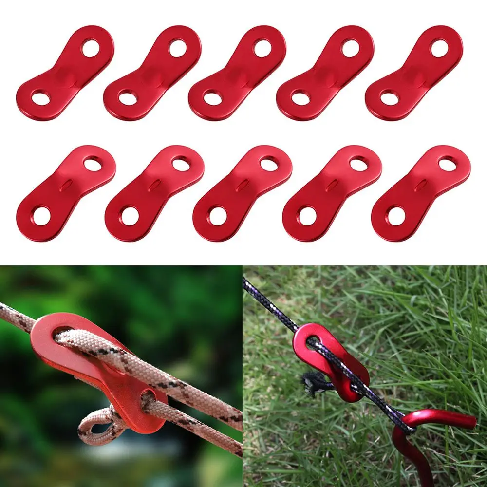 

10pcs Hiking Tensioner Knot Guy Line Hook Double Holse Rope Buckles Fastener