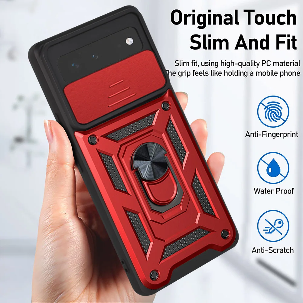 

for Google Pixel 6 Case Pixel 6 Pro Slide Cover Camera Armor Shockproof Ring Phone Cover for Google Pixel 6 Pixel6 6pro Coque